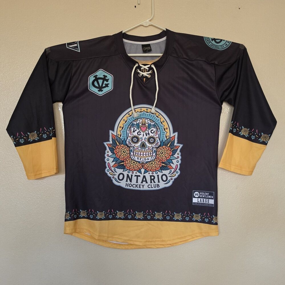 Ontario Reign Large Hockey Jersey Dia De Los Muertos Violent Gentlemen LA Kings
